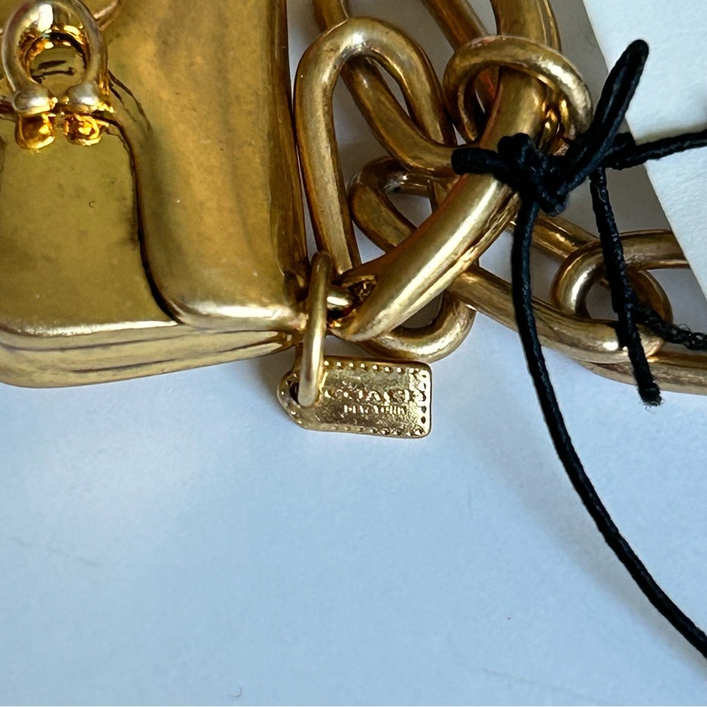 Coach Tabby Mini Handbag Charm Paperclip Chain Link Toggle Bracelet NEW - Picture 7 of 9